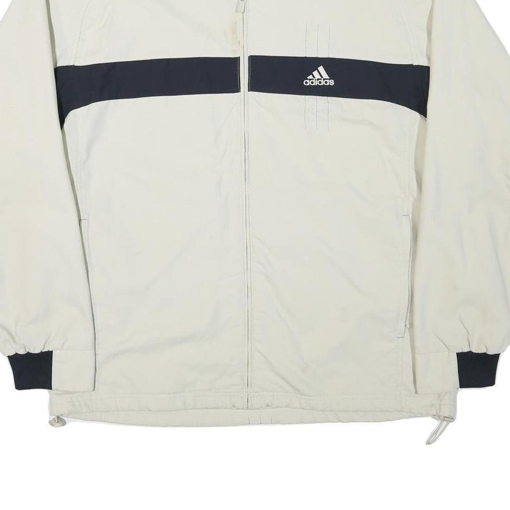 ADIDAS Mens White & Navy Colourblock Zip Jacket XL Polyester Blend Athletic