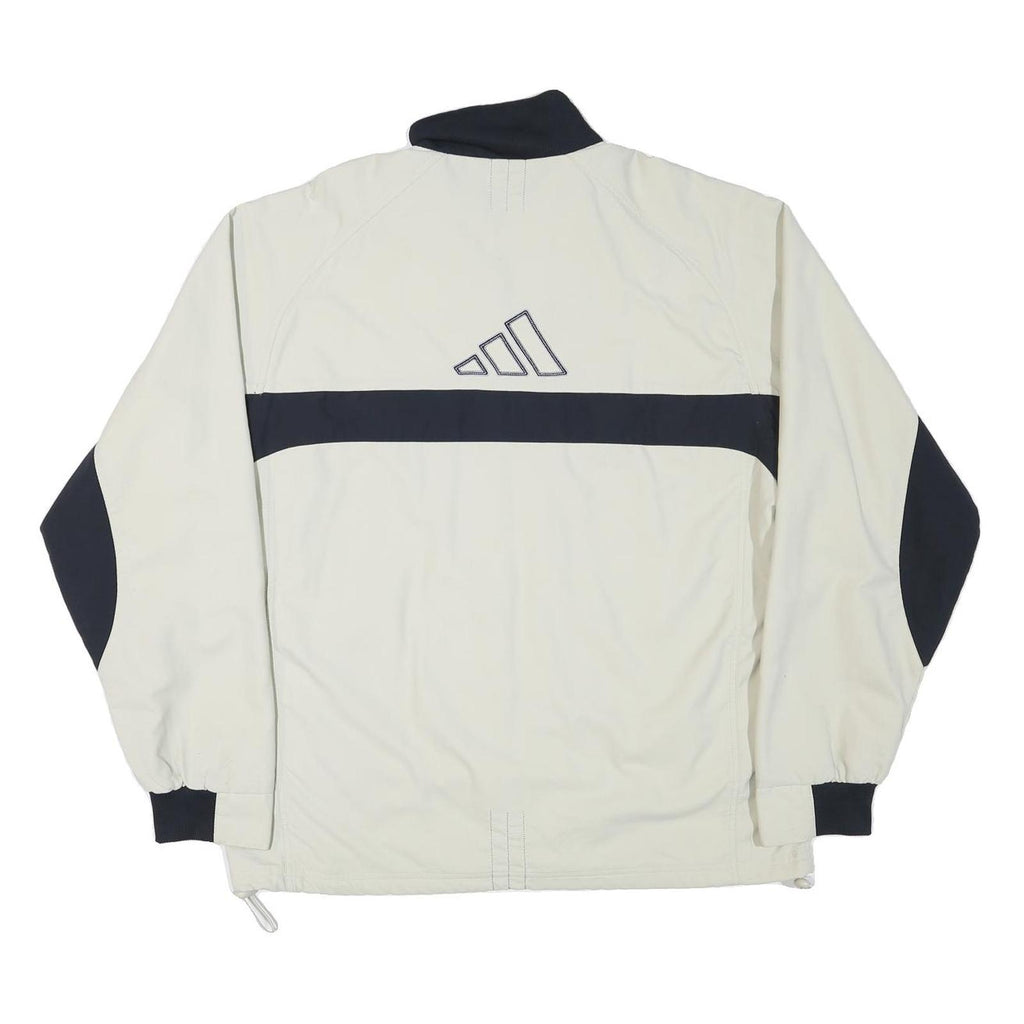 ADIDAS Mens White & Navy Colourblock Zip Jacket XL Polyester Blend Athletic