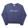 CHAMPION Mens Navy Blue Cotton Blend Crew Neck S Logo Sweatshirt Pullover