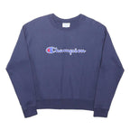 CHAMPION Mens Navy Blue Cotton Blend Crew Neck S Logo Sweatshirt Pullover