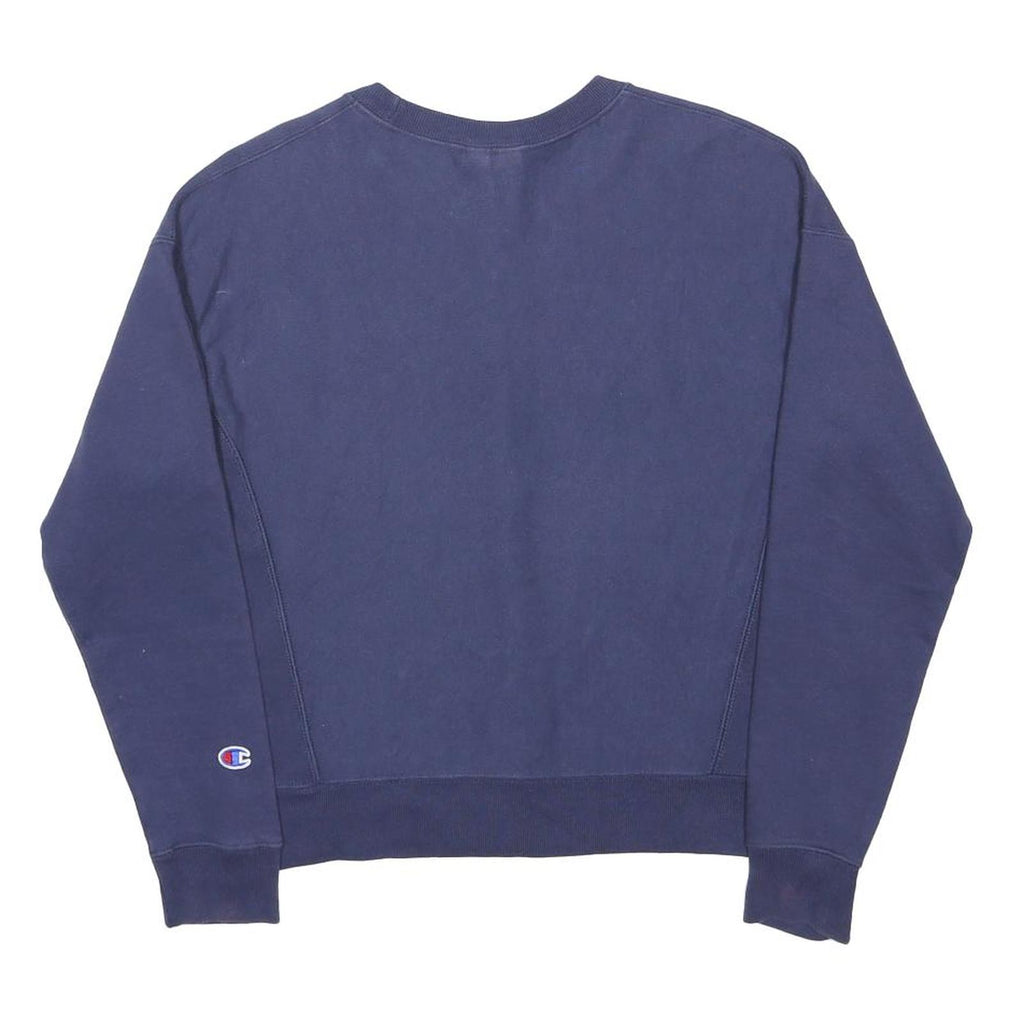 CHAMPION Mens Navy Blue Cotton Blend Crew Neck S Logo Sweatshirt Pullover
