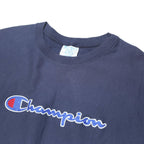 CHAMPION Mens Navy Blue Cotton Blend Crew Neck S Logo Sweatshirt Pullover