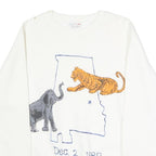 FRUIT OF THE LOOM Mens White Elephant & Tiger Graphic Crew Neck M Cotton