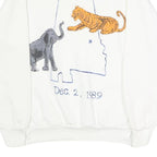 FRUIT OF THE LOOM Mens White Elephant & Tiger Graphic Crew Neck M Cotton
