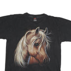HERO BUFF Mens Black Horse Graphic T-Shirt L Short Sleeve Crew Neck Cotton Blend
