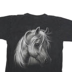 HERO BUFF Mens Black Horse Graphic T-Shirt L Short Sleeve Crew Neck Cotton Blend