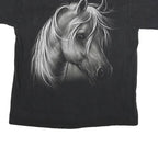 HERO BUFF Mens Black Horse Graphic T-Shirt L Short Sleeve Crew Neck Cotton Blend