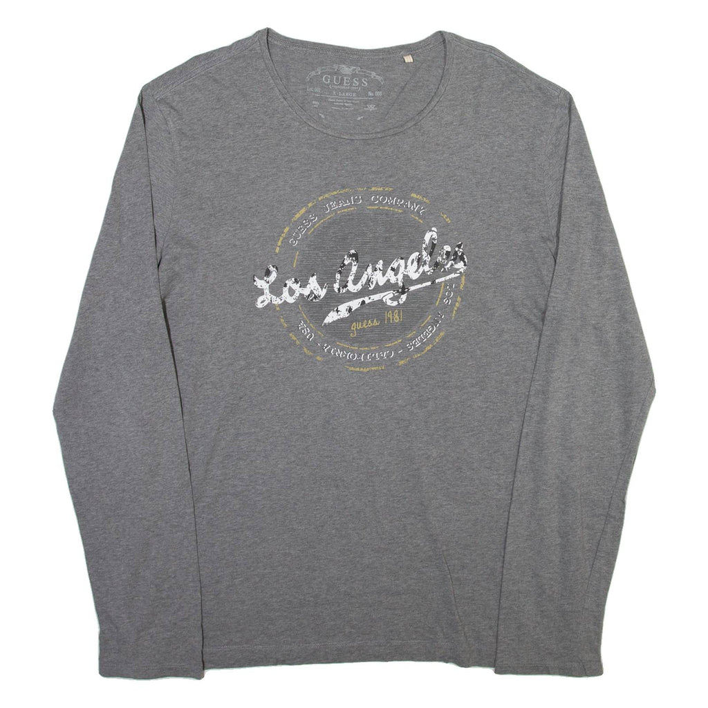 GUESS Womens T-Shirt Grey Long Sleeve XL