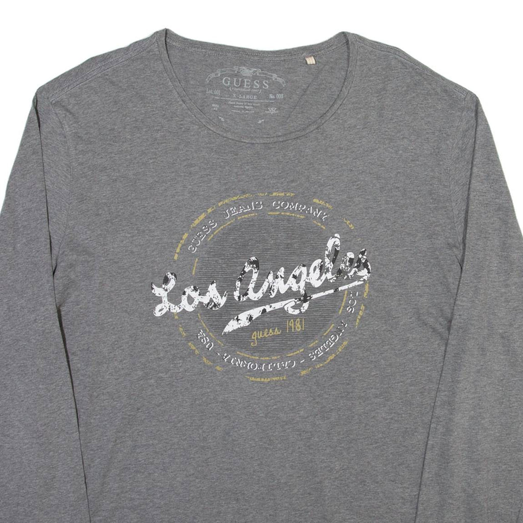 GUESS Womens T-Shirt Grey Long Sleeve XL