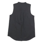 MICHAEL KORS Womens Black Sleeveless Cotton Blend Shirt S Classic Clean Style