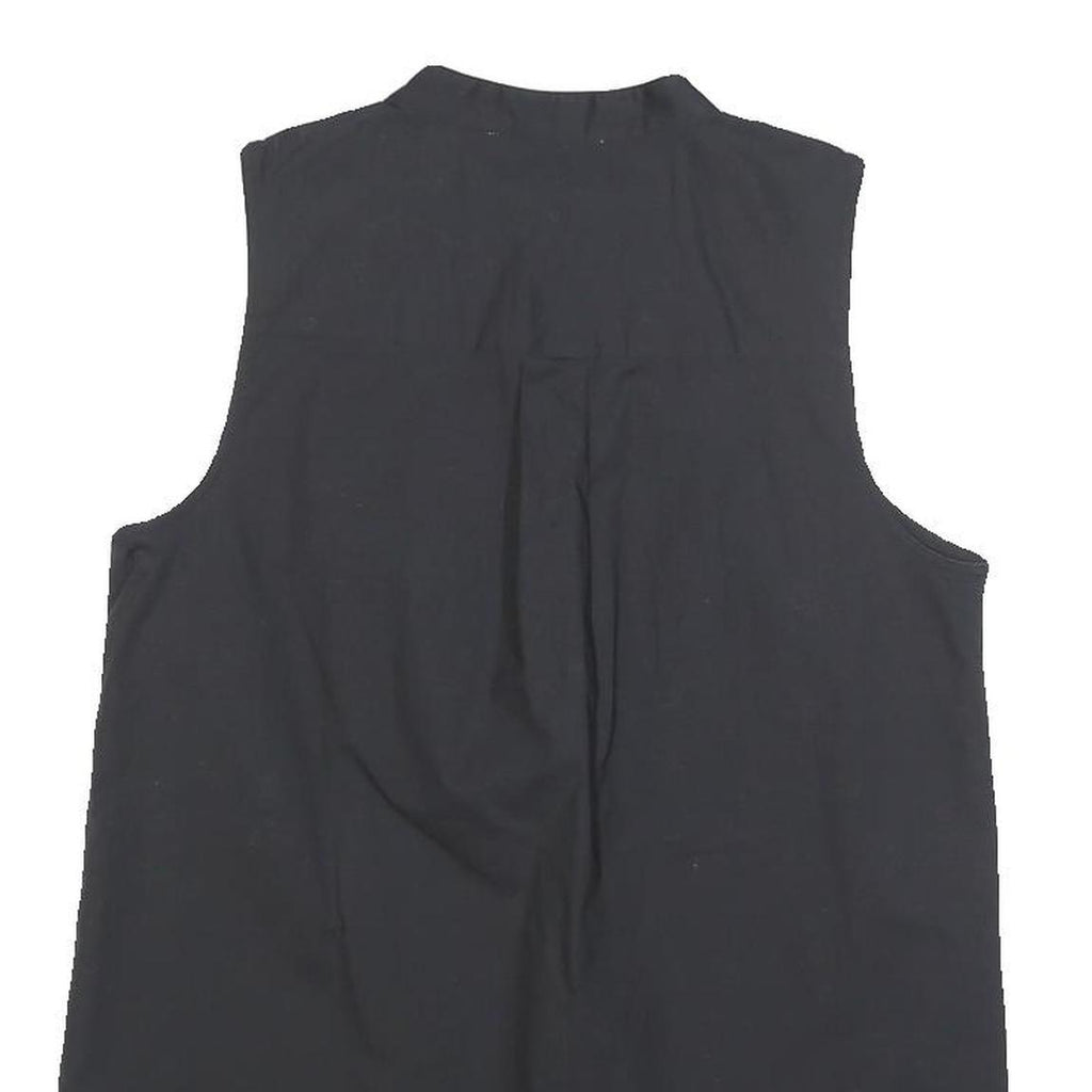 MICHAEL KORS Womens Black Sleeveless Cotton Blend Shirt S Classic Clean Style