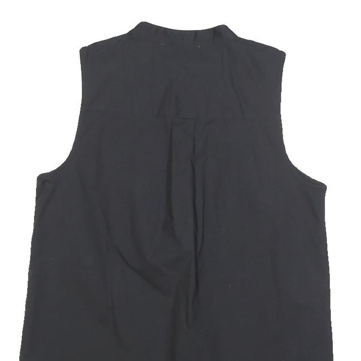 MICHAEL KORS Womens Black Sleeveless Cotton Blend Shirt S Classic Clean Style