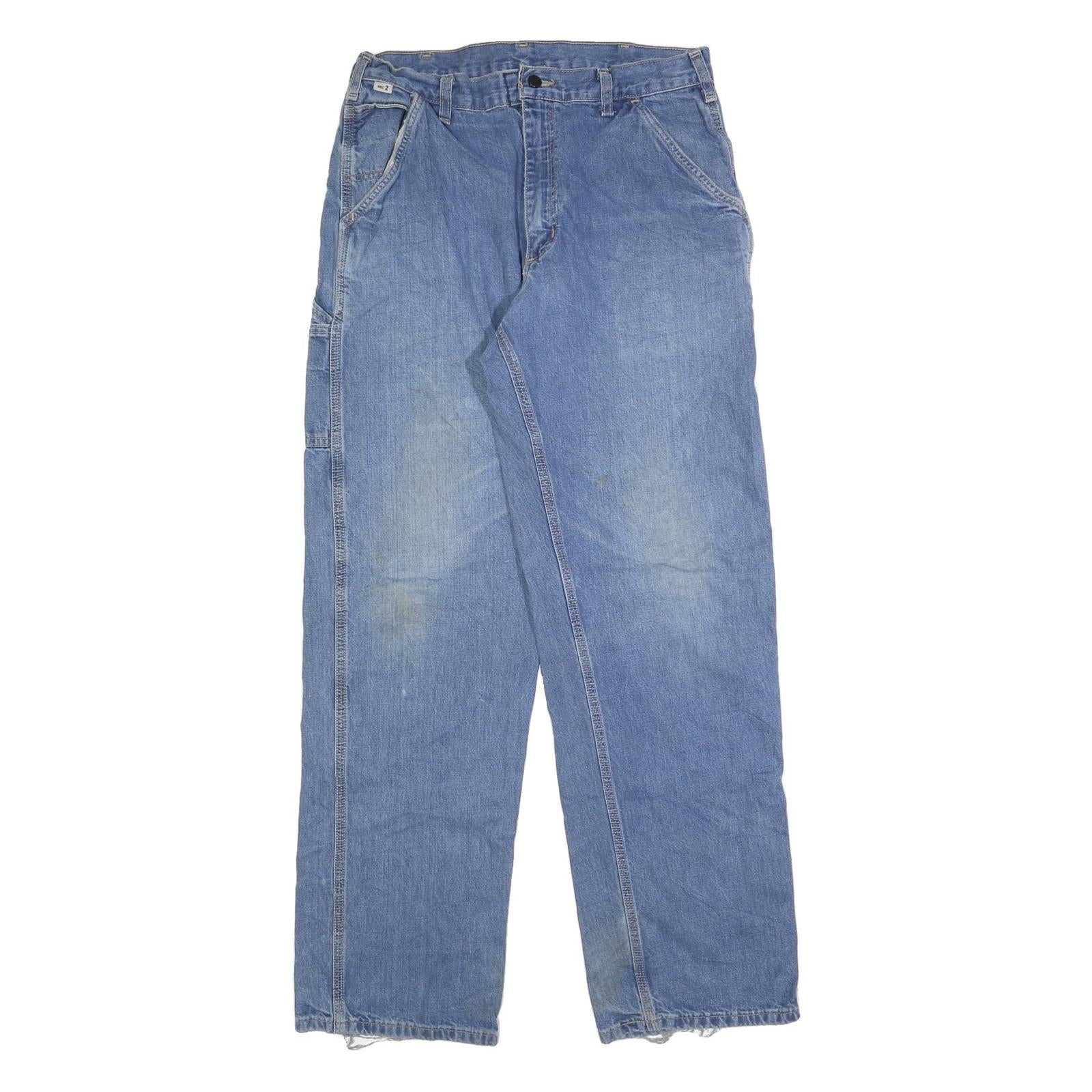 CARHARTT Mens Relaxed Blue Denim Raw Jeans W34 L34 Workwear Utility