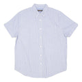 BEN SHERMAN Mens Blue & White Striped Shirt M Cotton Blend Casual Short Sleeve