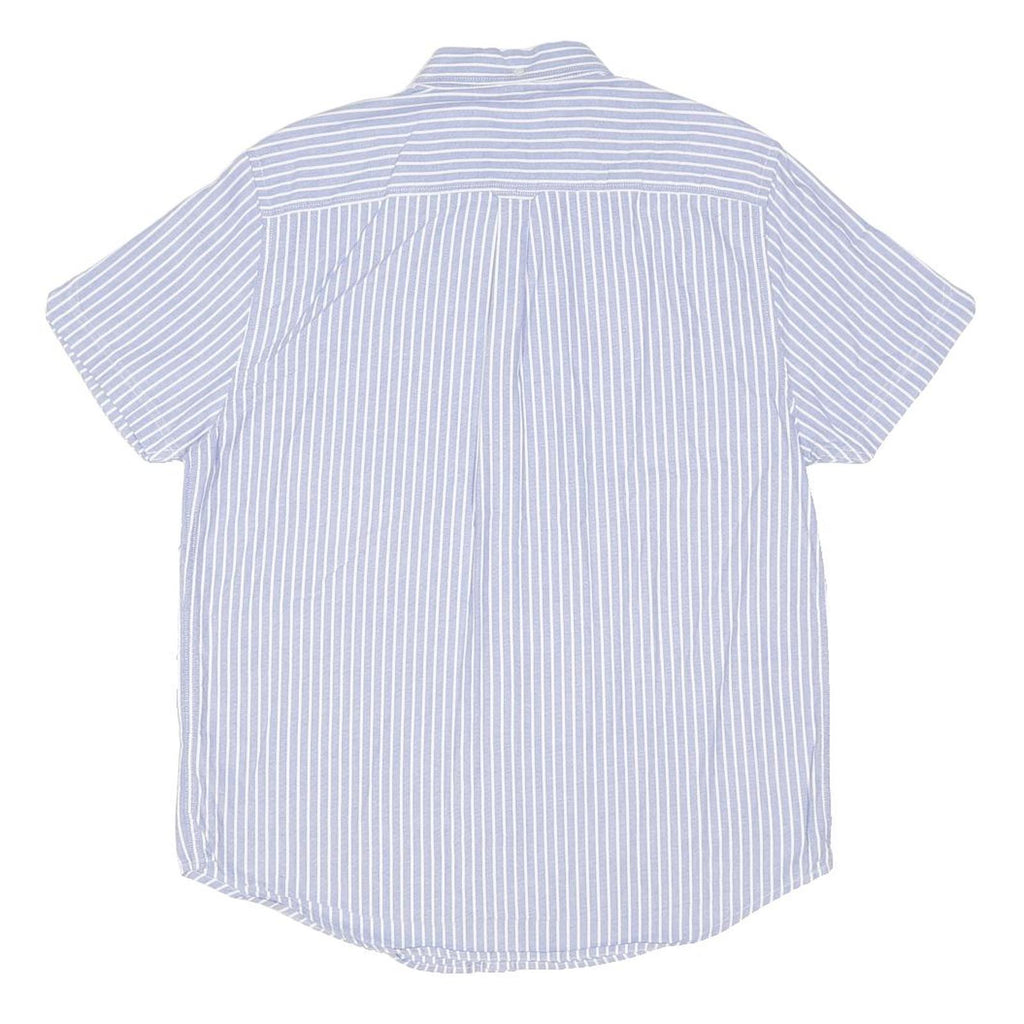 BEN SHERMAN Mens Blue & White Striped Shirt M Cotton Blend Casual Short Sleeve