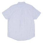 BEN SHERMAN Mens Blue & White Striped Shirt M Cotton Blend Casual Short Sleeve