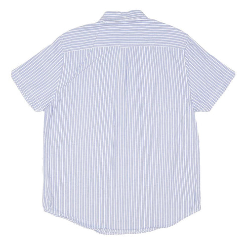 BEN SHERMAN Mens Blue & White Striped Shirt M Cotton Blend Casual Short Sleeve