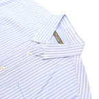 BEN SHERMAN Mens Blue & White Striped Shirt M Cotton Blend Casual Short Sleeve