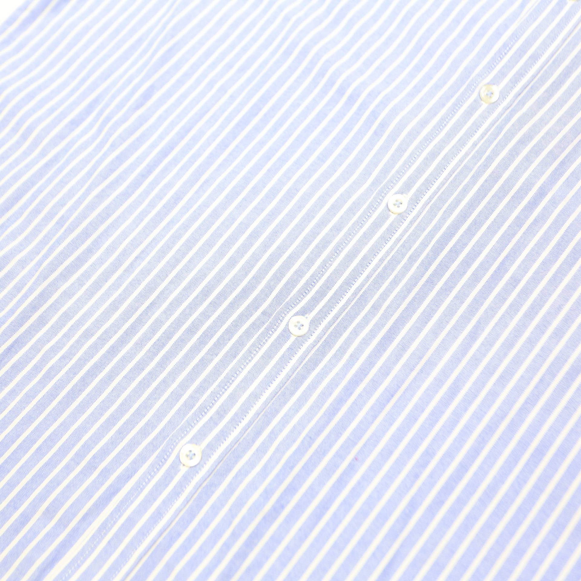 BEN SHERMAN Mens Blue & White Striped Shirt M Cotton Blend Casual Short Sleeve