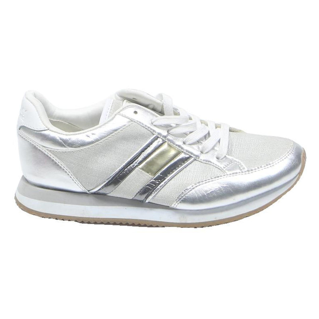 TOMMY HILFIGER Womens Silver Low Top Trainers Synthetic UK 5 Stylish Casual