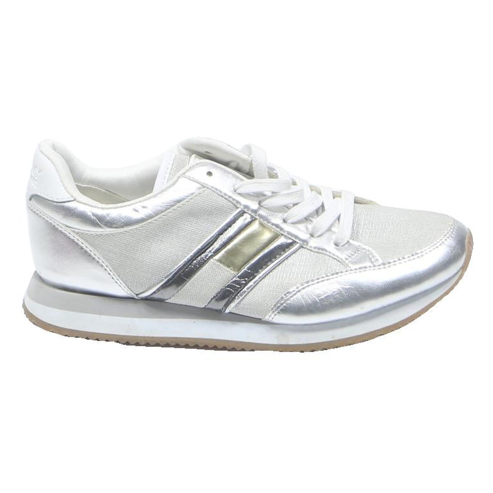 TOMMY HILFIGER Womens Silver Low Top Trainers Synthetic UK 5 Stylish Casual