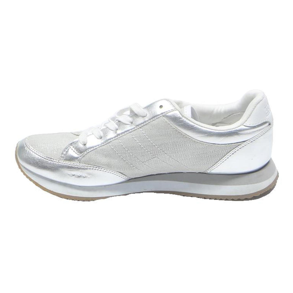 TOMMY HILFIGER Womens Silver Low Top Trainers Synthetic UK 5 Stylish Casual