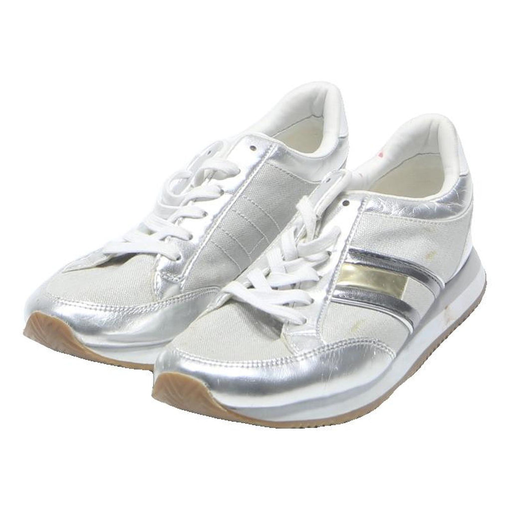 TOMMY HILFIGER Womens Silver Low Top Trainers Synthetic UK 5 Stylish Casual
