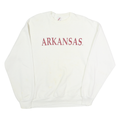 JERZEES Mens White Arkansas Crew Neck L Cotton Sweatshirt Casual Pullover