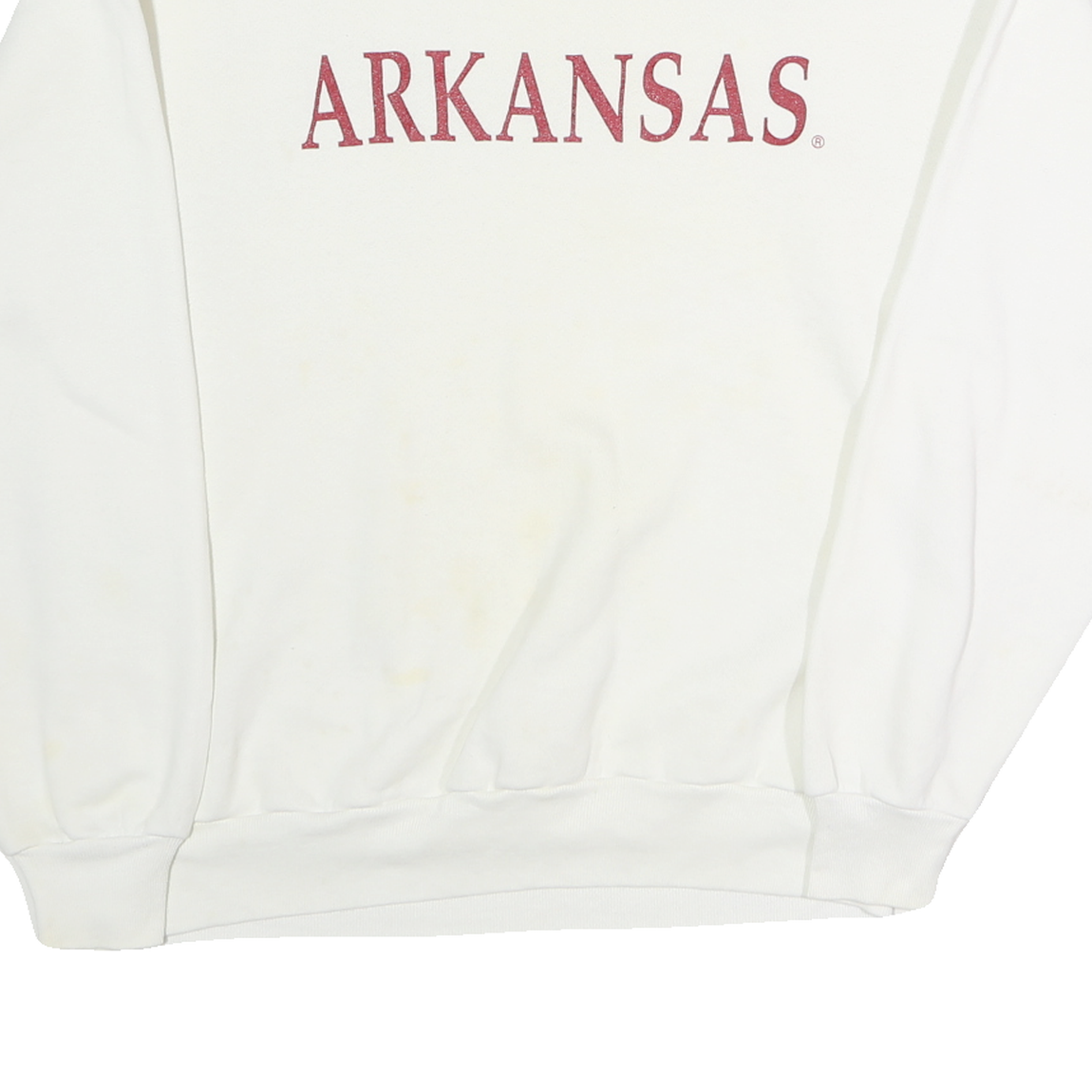 JERZEES Mens White Arkansas Crew Neck L Cotton Sweatshirt Casual Pullover