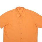 BOSS HUGO BOSS Mens Orange Cotton Shirt 2XL Short Sleeve Button Casual