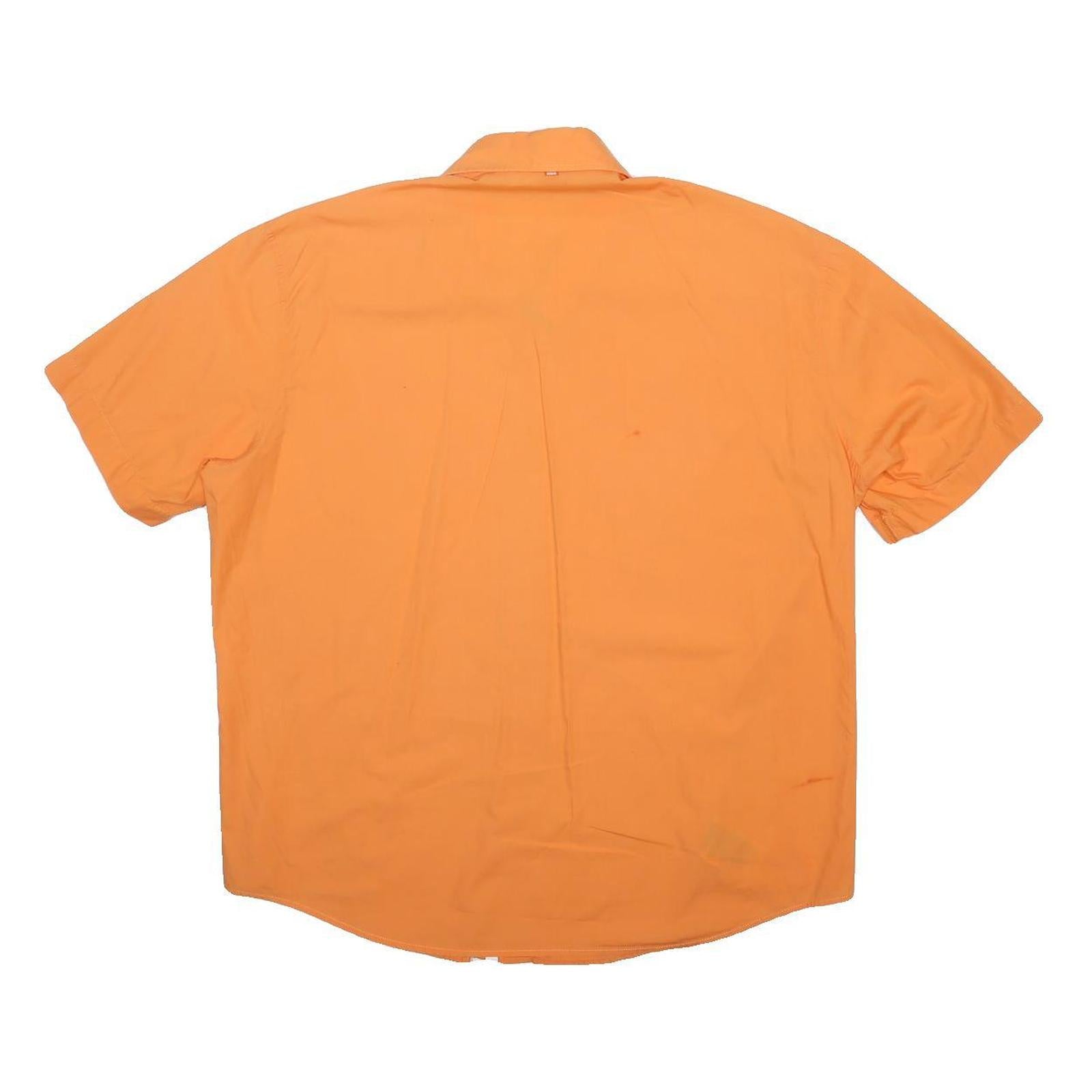 BOSS HUGO BOSS Mens Orange Cotton Shirt 2XL Short Sleeve Button Casual