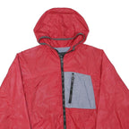 ZARA MAN Mens Red & Grey Hooded Jacket L Polyester Blend Zip Casual Lightweight
