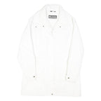 COLUMBIA Womens White Jacket L Polyester Button Closure Plain Outdoor Casual