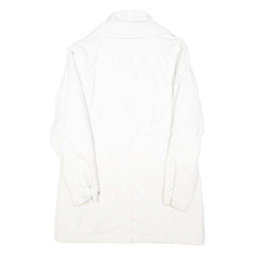COLUMBIA Womens White Jacket L Polyester Button Closure Plain Outdoor Casual