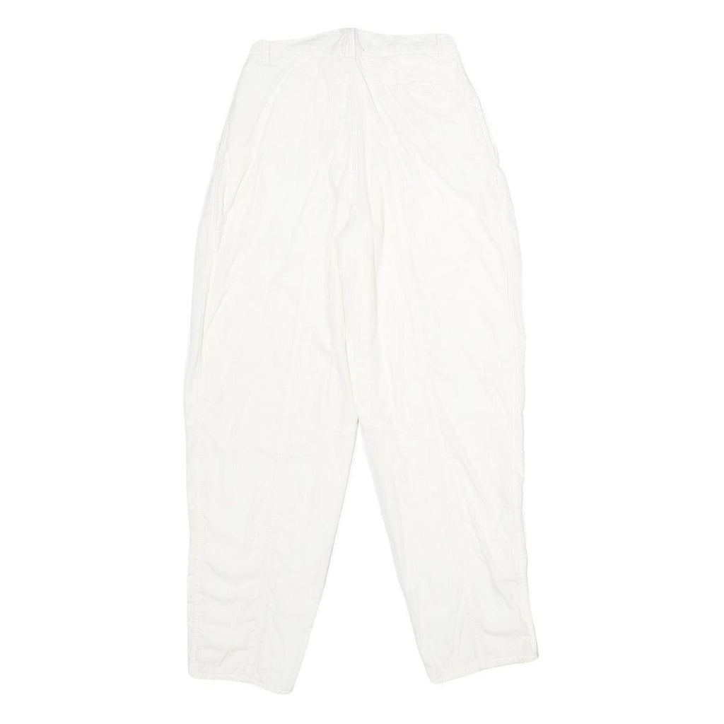Womens White Classic Fit Cotton Blend Trousers W24 L32 Zip Closure Casual