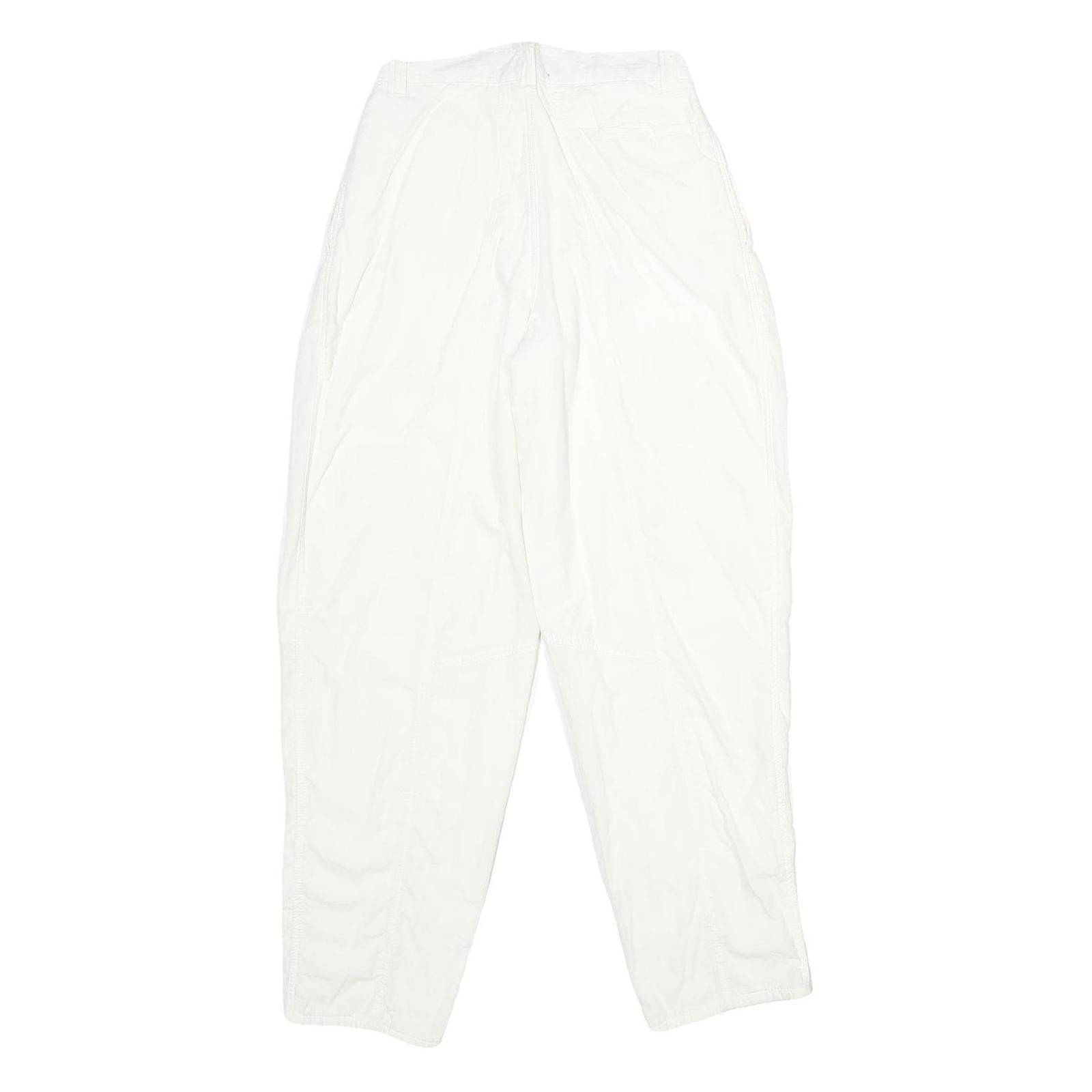 Womens White Classic Fit Cotton Blend Trousers W24 L32 Zip Closure Casual