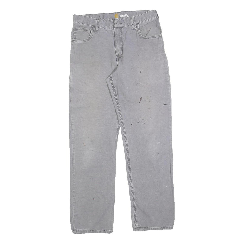 CARHARTT Mens Regular Fit Grey Cotton Blend Workwear Trousers W30 L30 Durable
