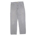 CARHARTT Mens Regular Fit Grey Cotton Blend Workwear Trousers W30 L30 Durable