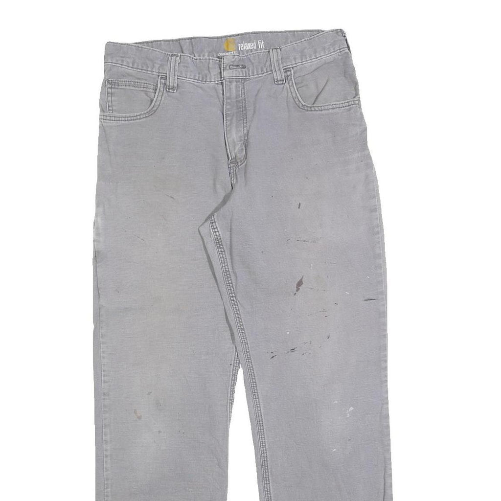 CARHARTT Mens Regular Fit Grey Cotton Blend Workwear Trousers W30 L30 Durable