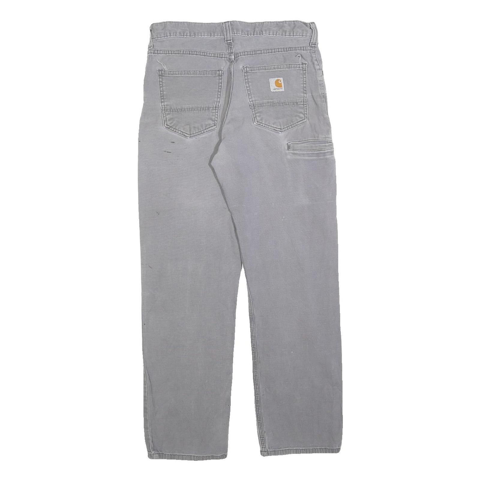 CARHARTT Mens Regular Fit Grey Cotton Blend Workwear Trousers W30 L30 Durable