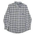 CHAPS Mens Green & White Check Shirt M Cotton Classic Long Sleeve Button Collar
