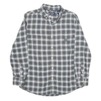 CHAPS Mens Green & White Check Shirt M Cotton Classic Long Sleeve Button Collar