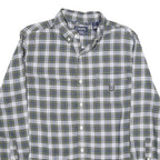 CHAPS Mens Green & White Check Shirt M Cotton Classic Long Sleeve Button Collar