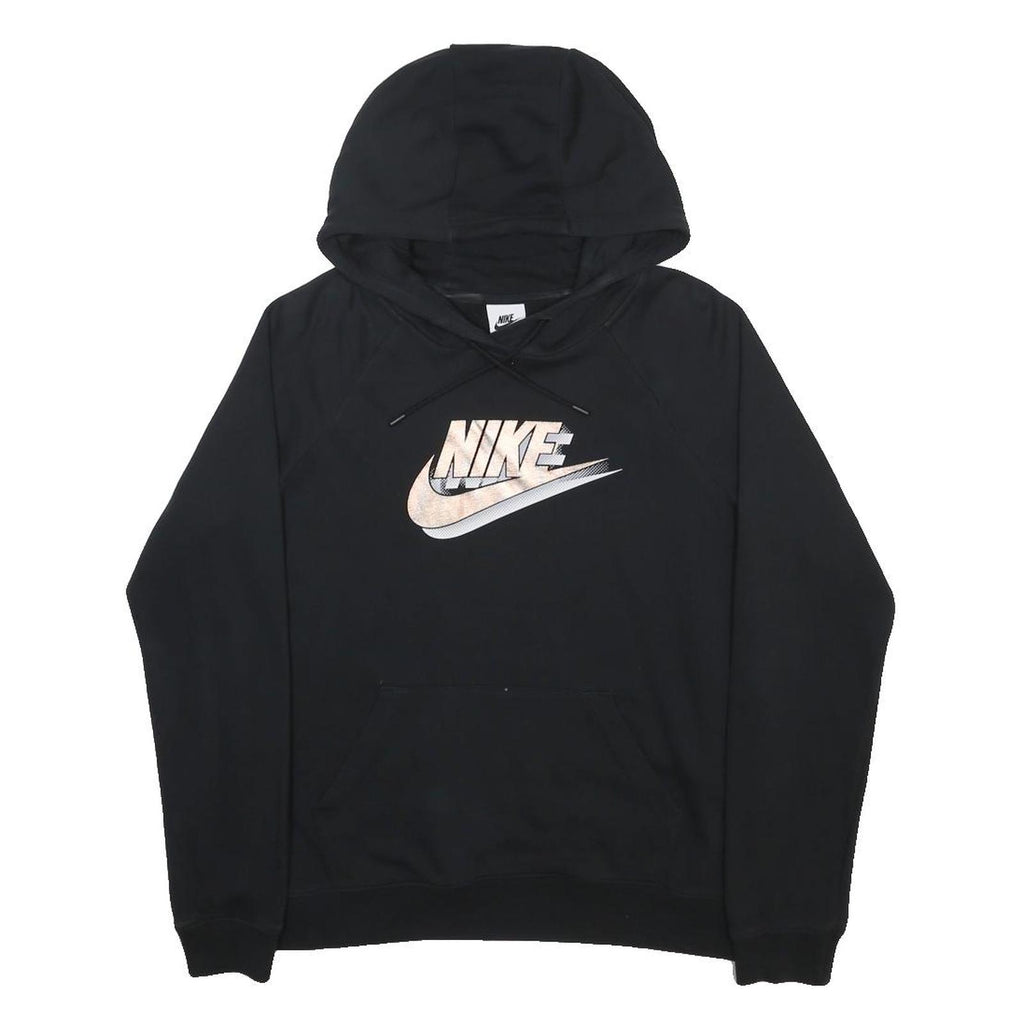 NIKE Womens Black Hoodie S Cotton Blend Pullover Logo Sweatshirt