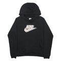 NIKE Womens Black Hoodie S Cotton Blend Pullover Logo Sweatshirt