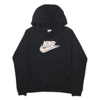 NIKE Womens Black Hoodie S Cotton Blend Pullover Logo Sweatshirt