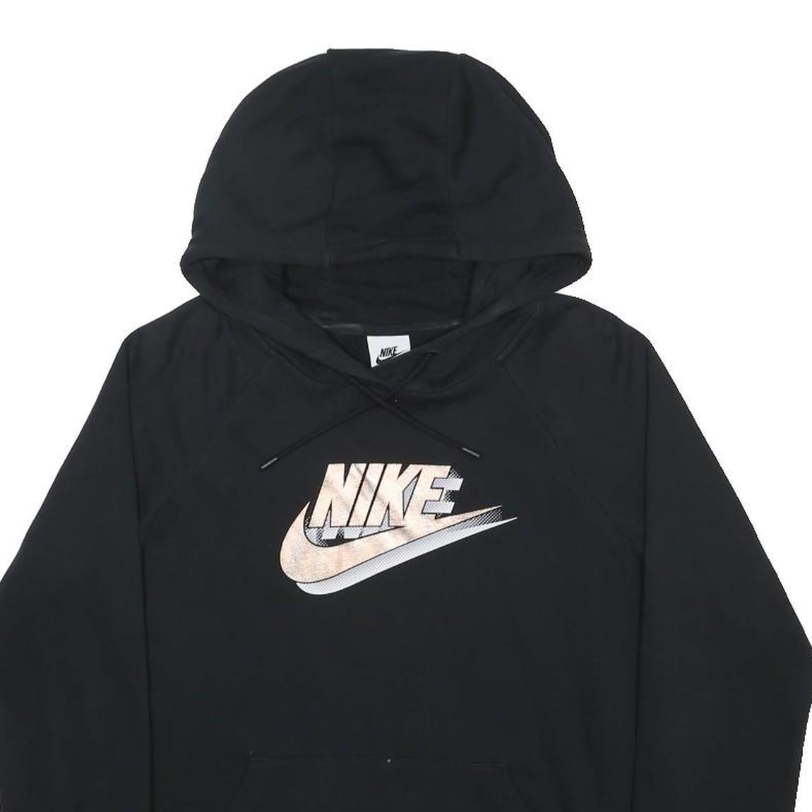 NIKE Womens Black Hoodie S Cotton Blend Pullover Logo Sweatshirt