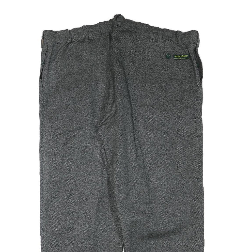 FISCHER PECHEUR Mens Cotton Blend Grey Regular Button Trousers W43 L30 Casual