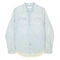 GUESS JEANS Mens Blue Denim Shirt M Light Wash Cotton Button Front