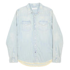 GUESS JEANS Mens Blue Denim Shirt M Light Wash Cotton Button Front